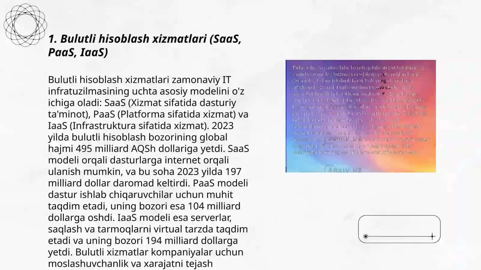 Bulutli hisoblash xizmatlari (SaaS, PaaS, IaaS) 3