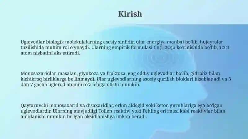 Uglevodlar. Monosaxarid va disaxaridlarning qaytaruvchanlik xossalari 3