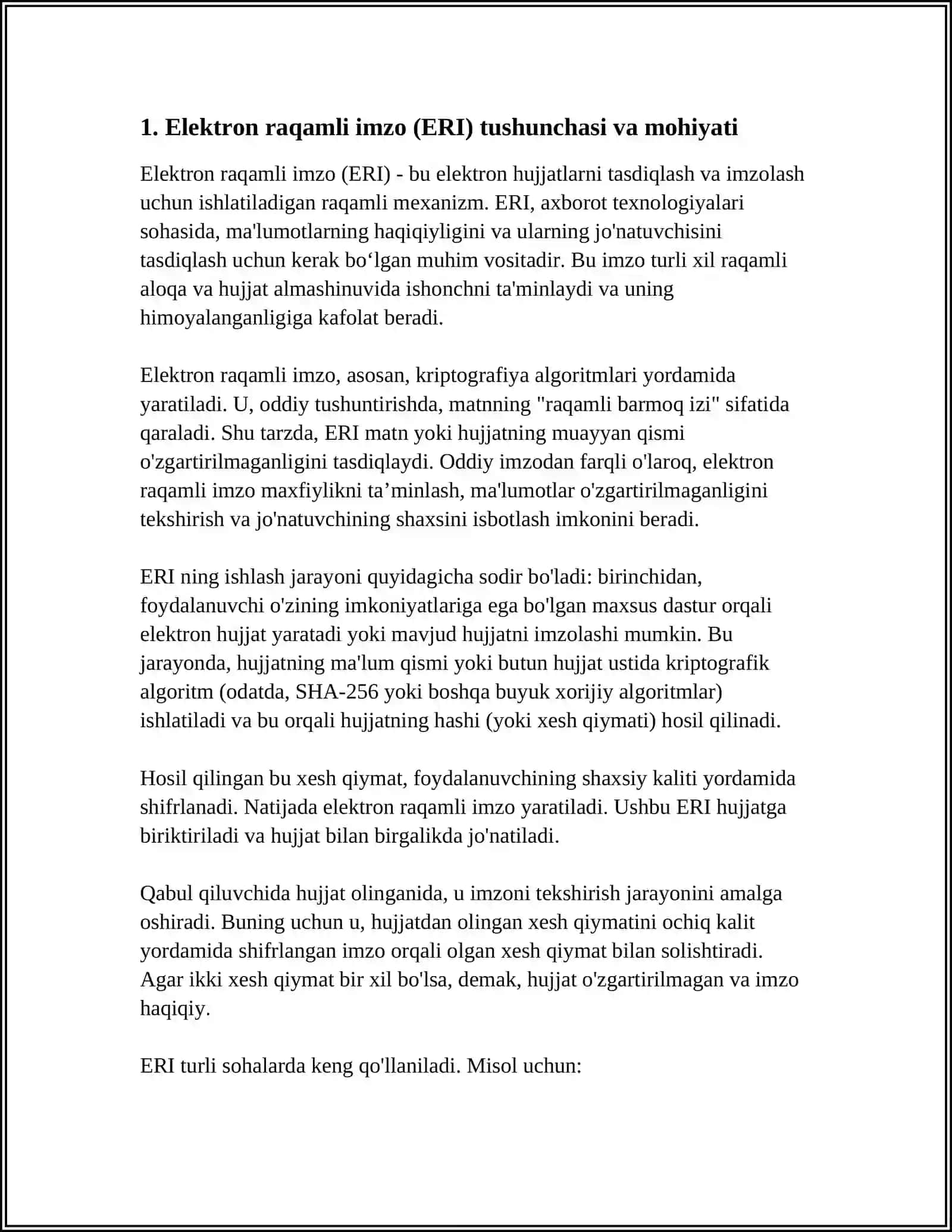 XORIJIY DAVLATLARNING ELEKTRON RAQAMLI IMZO ALGARITIMLAR TAHLILI 3
