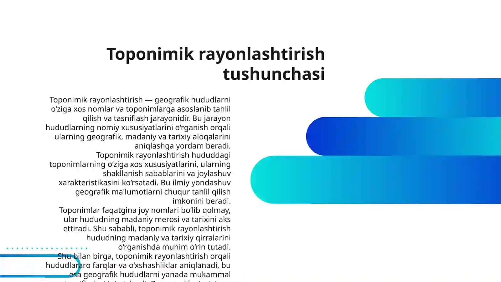 TOPONIMIK RAYONLASHTIRISH QONUNIYATLARINING SHAKILLANISHI. O‘ZBEKISTON TOPONIMIK RAYONLARI 3