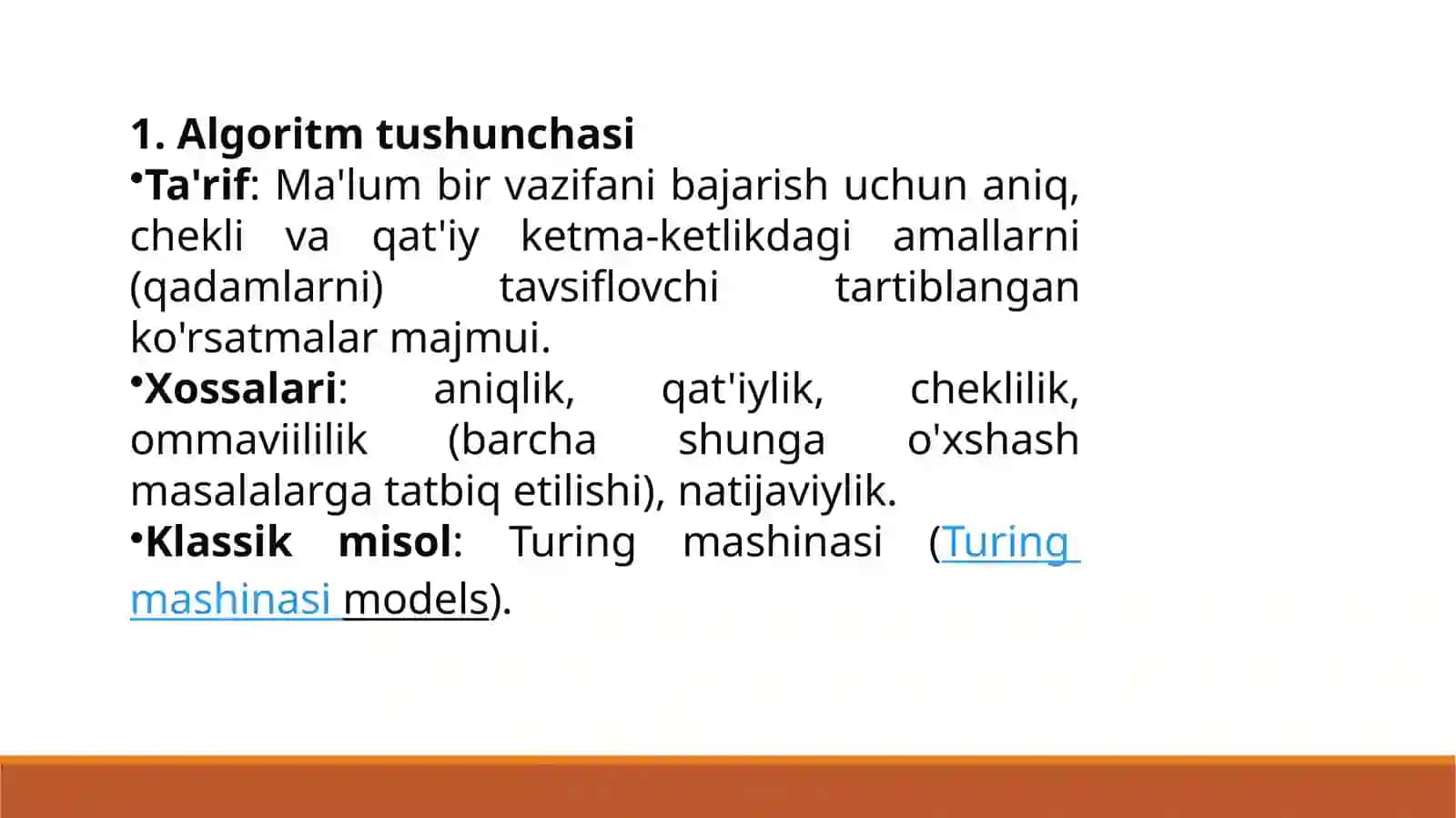 Algoritm tushunchasi.Hisoblanuvchanlik.Primitiv rekursiv funksiyalar. Qisman rekursiv va rekursiv funksiyalar. Rekursiv va rekursiv sanaluvchi to‘plamlar. Rekursiv sanaluvchi to‘plamlar haqida asosiyteorema 3
