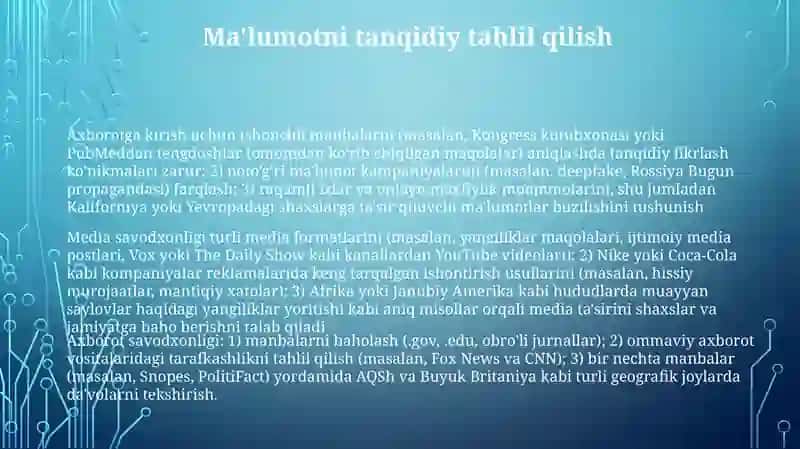 Axborot matnlari bilan ishlash va media madaniyat 3