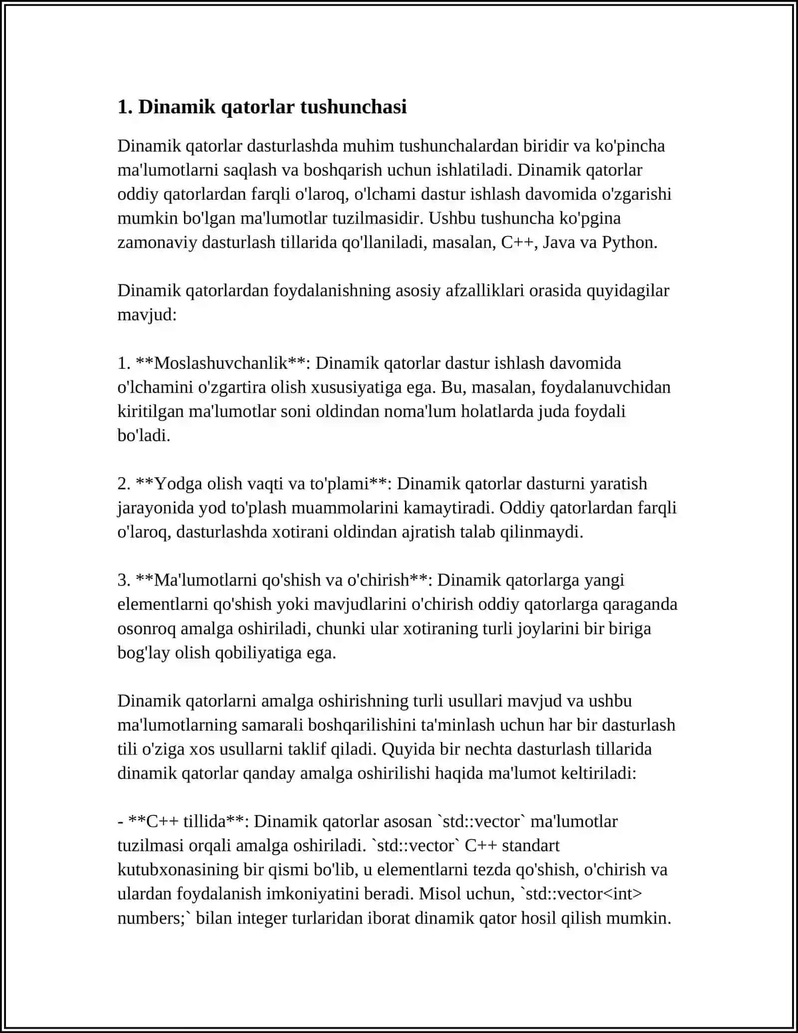 DINAMIK QATORLARNI TUZISHNING ASOSIY QOIDALARI 3