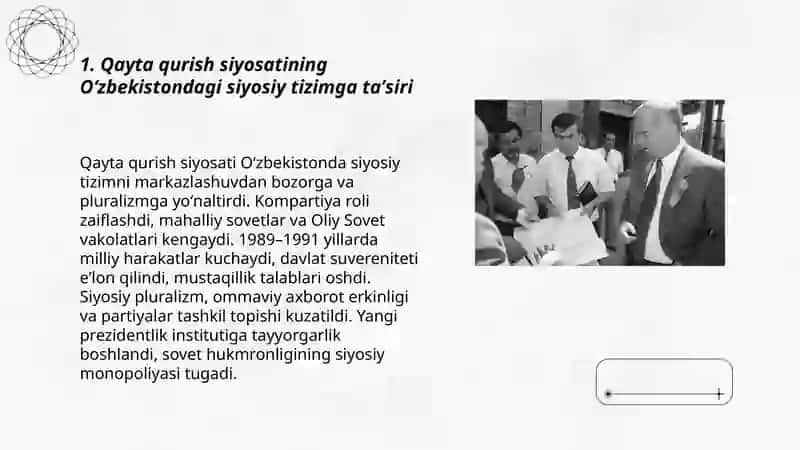 Qayta qurish siyosatining Oʻzbekistondagi siyosiy tizimga taʼsiri 3