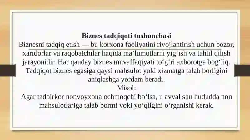 Biznesni tadqiqetishni tadqiqqilish 3