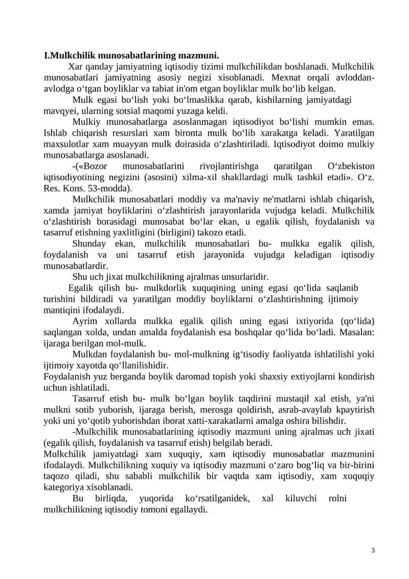 Mulkchilik va xo‘jalik yuritish shakllari 3