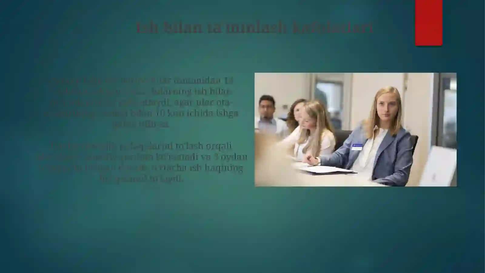 Ish bilan ta'minlash va joylashtirish kafolatlari 3