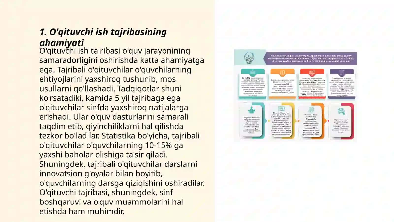 O'qituvchi ish tajribasining ahamiyati 3