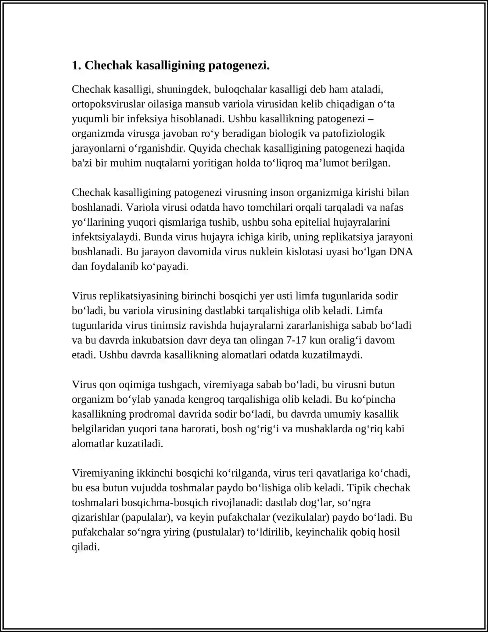 CHECHAK KASALLIGIDA BIRLAMCHI HUJAYRA KUTURASINI QÖLLANILISHI 3