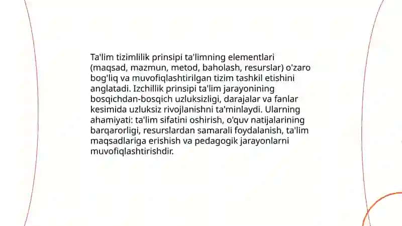 Ta'limning tizimlilik va izchillik prinsiplarini amalga oshirish qoidalari 3