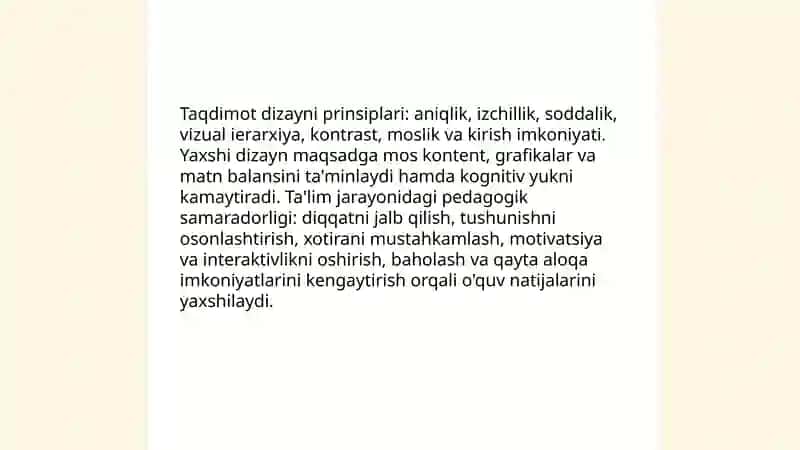 Taqdimot yaratish zamonaviy vositalri talim jarayonida qolanishi Rustamqulov Xolmòmin 3