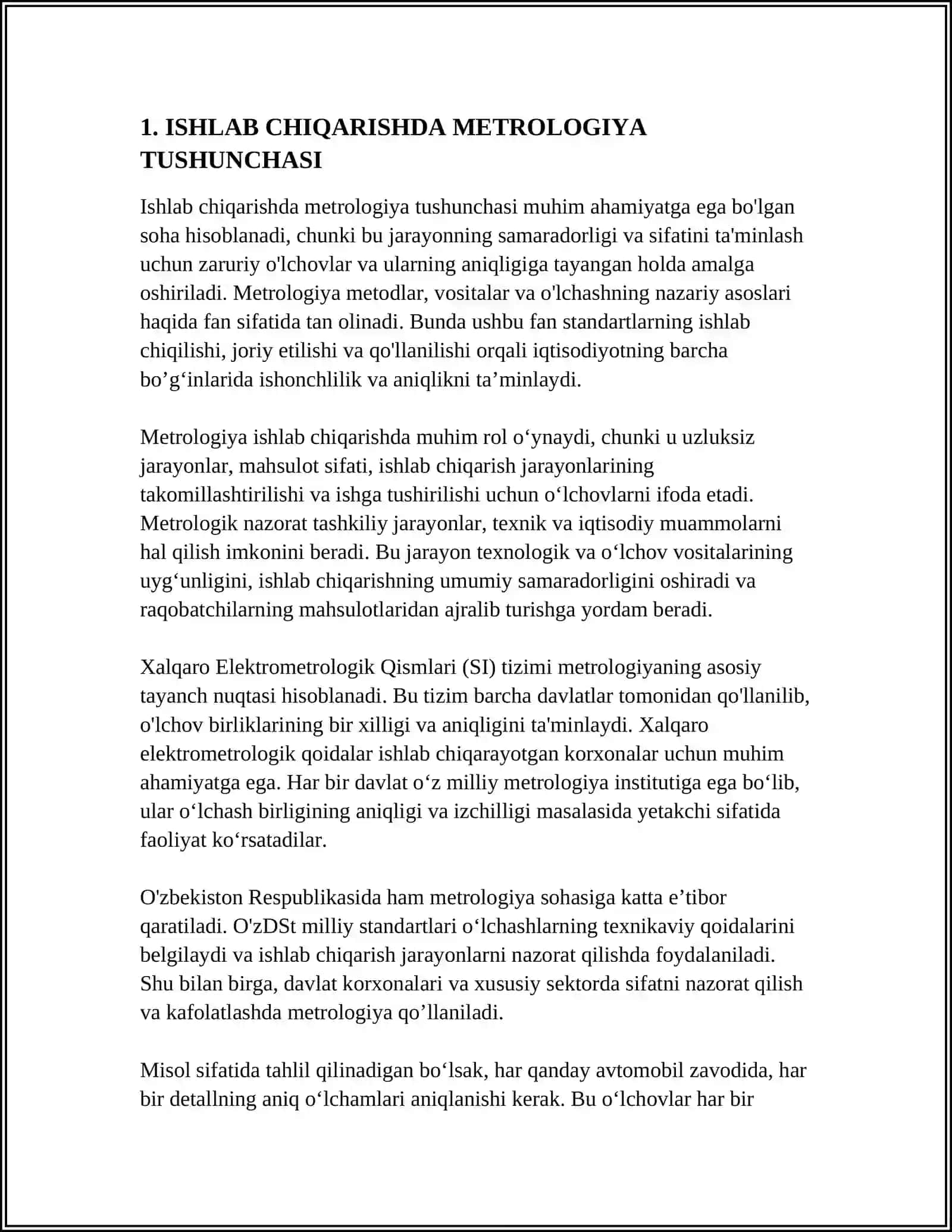 ISHLAB CHIQARISH VA UNING TARMOQLARIDA METROLOGIK XIZMATNING AXAMYATI 3