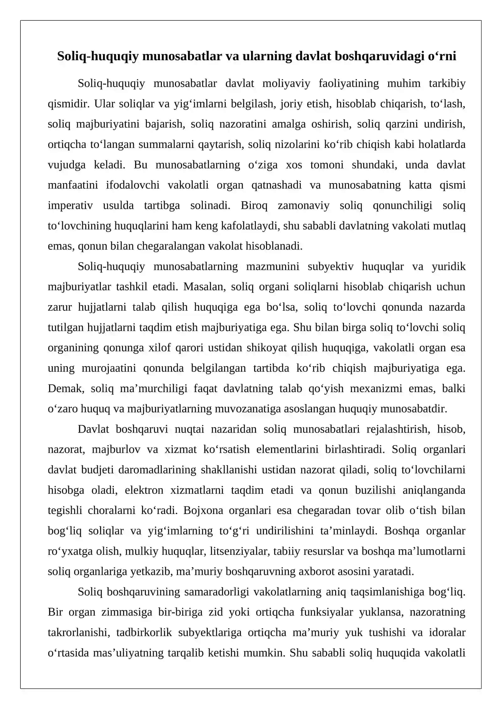 Soliq huquqiy munosabatlar sohasida vakolatli bo‘lgan davlat boshqaruv organlari 3
