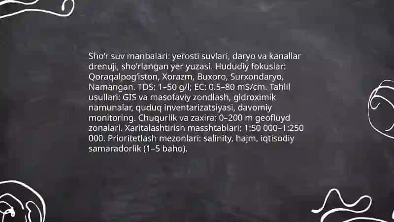O'zbekiston sharoitida sho'r suvlarni chuchuklashtirish g'oyasini yaratish 3
