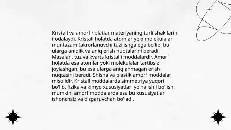 Anorganik moddalarning kristall va amorf holatlari 3