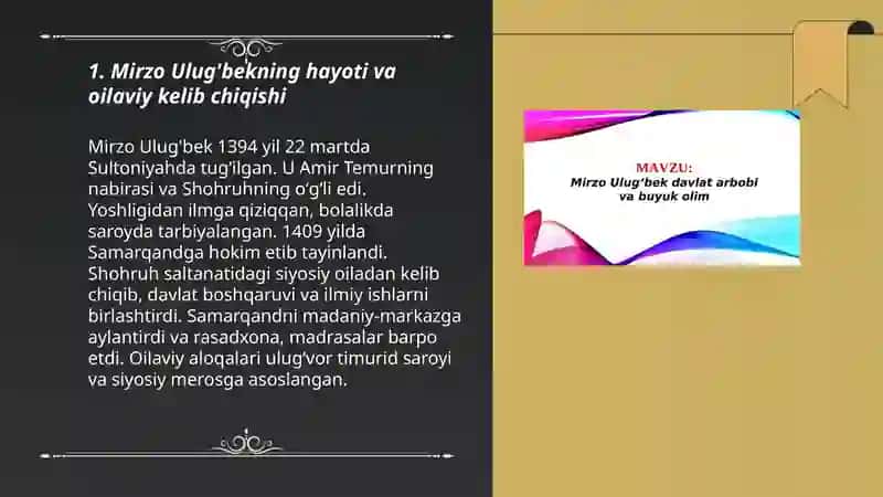 Mirzo Uluğbekning hayoti va oilaviy kelib chiqishi 3