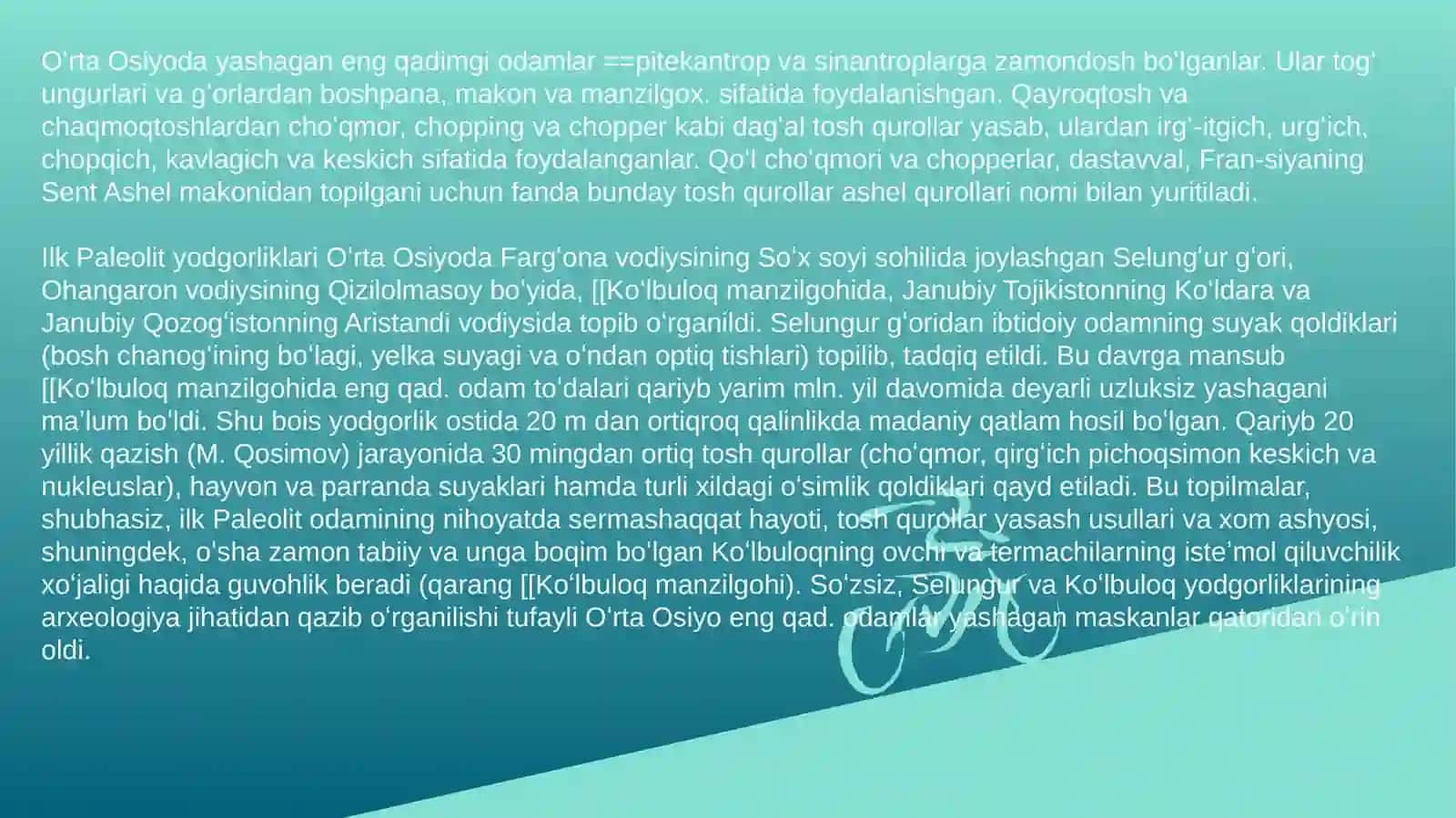 O’rta Osiyo hududida poleolit, mezolit va neolit davri yodgorliklari 3