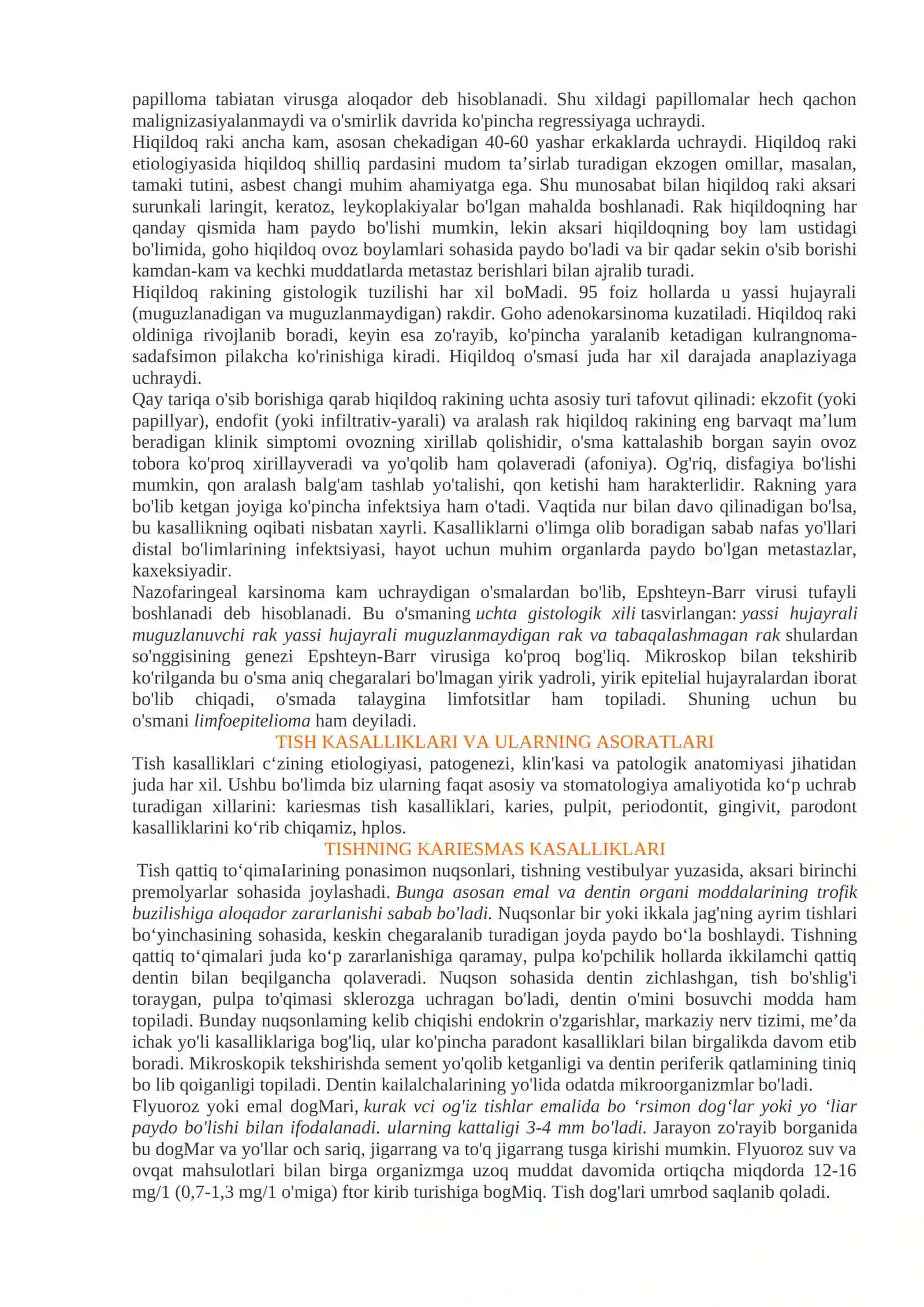 Bosh va bo’yin patologiyasi. Og'iz bo'shlig'i, yuqori nafas yo'llari, quloq, bo'yin va so'lak bezlari kasalliklari 3