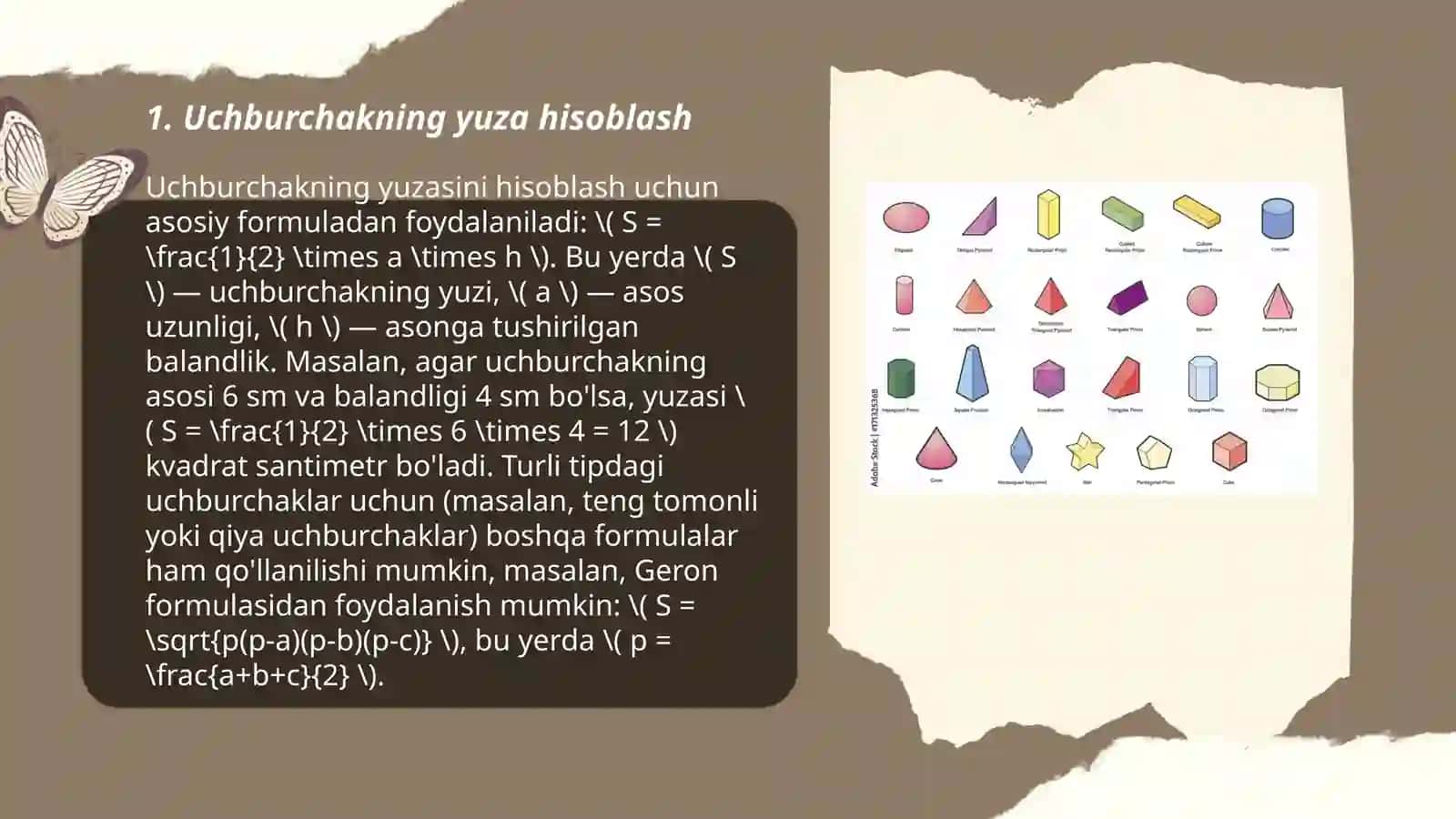 Geometrik shakllarning yuzalarini hisoblash 3