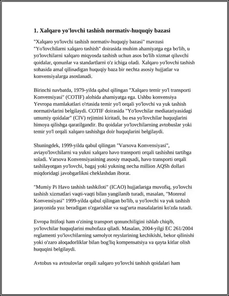 Xalqaro yo'lovchi tashish normativ-huquqiy bazasi 3