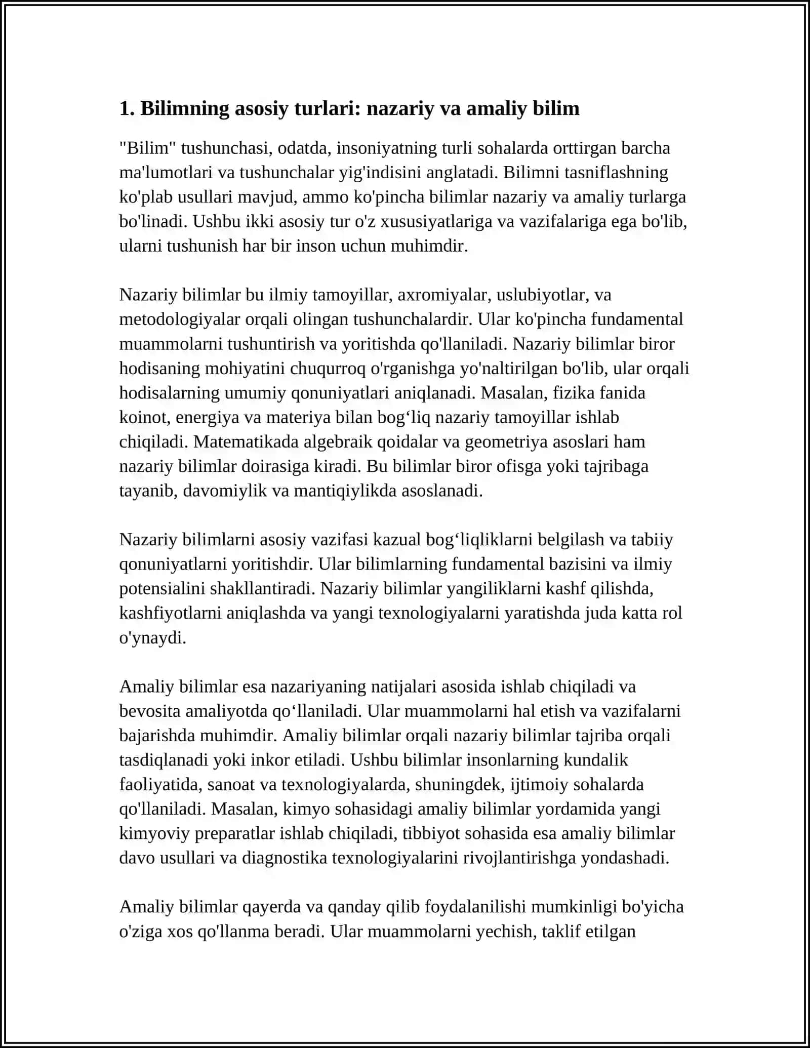 BILIMNI ASOSIY TURLARI VA SHAKLARI 3