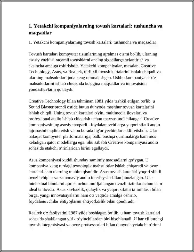 Yetakchi kompaniyalarning tovush kartalari ta'limi 3