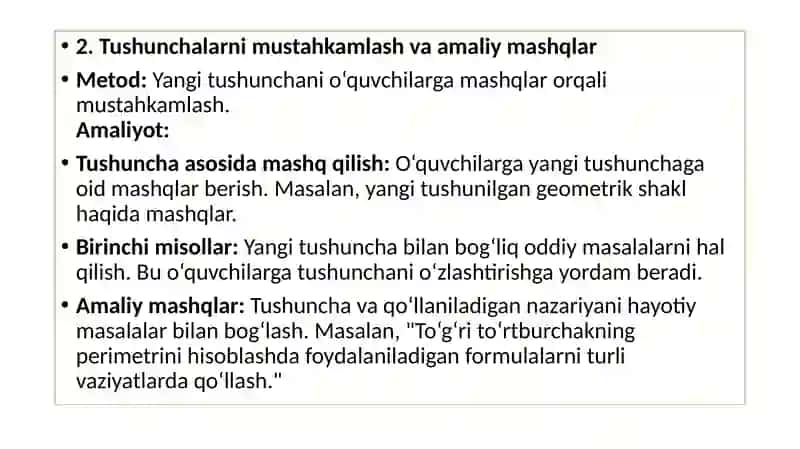 Tushunchalarni o’zlashtirish ustida ishlash jarayoni 3
