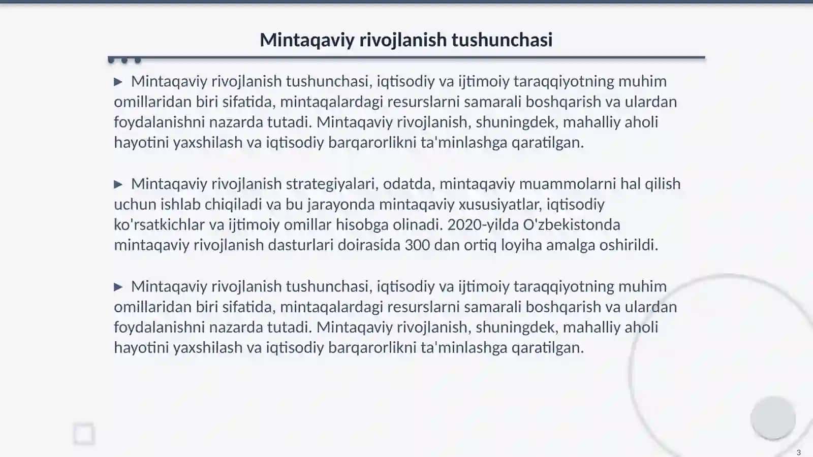 Mintaqalarning rivojlanish strategiyasini ishlab chiqarish 3