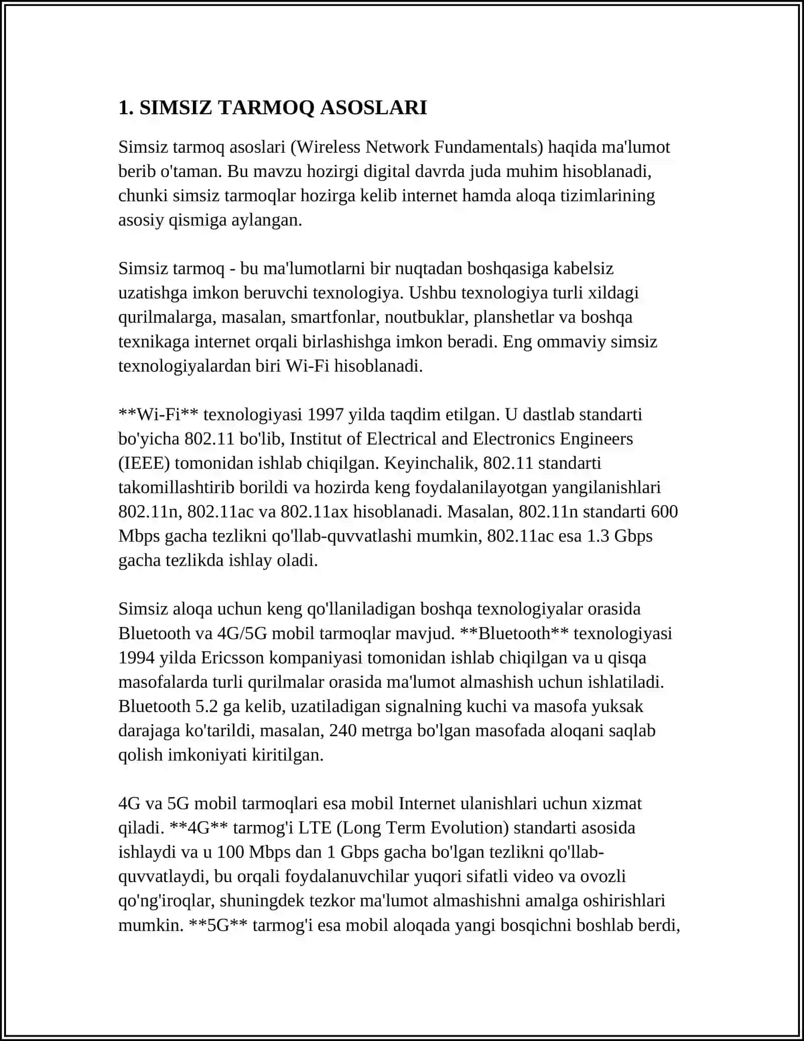 SIMSIZ TARMOQ TEXNOLOGIYALARI VA MUHITLARI HAQIDA MALUMOT 3