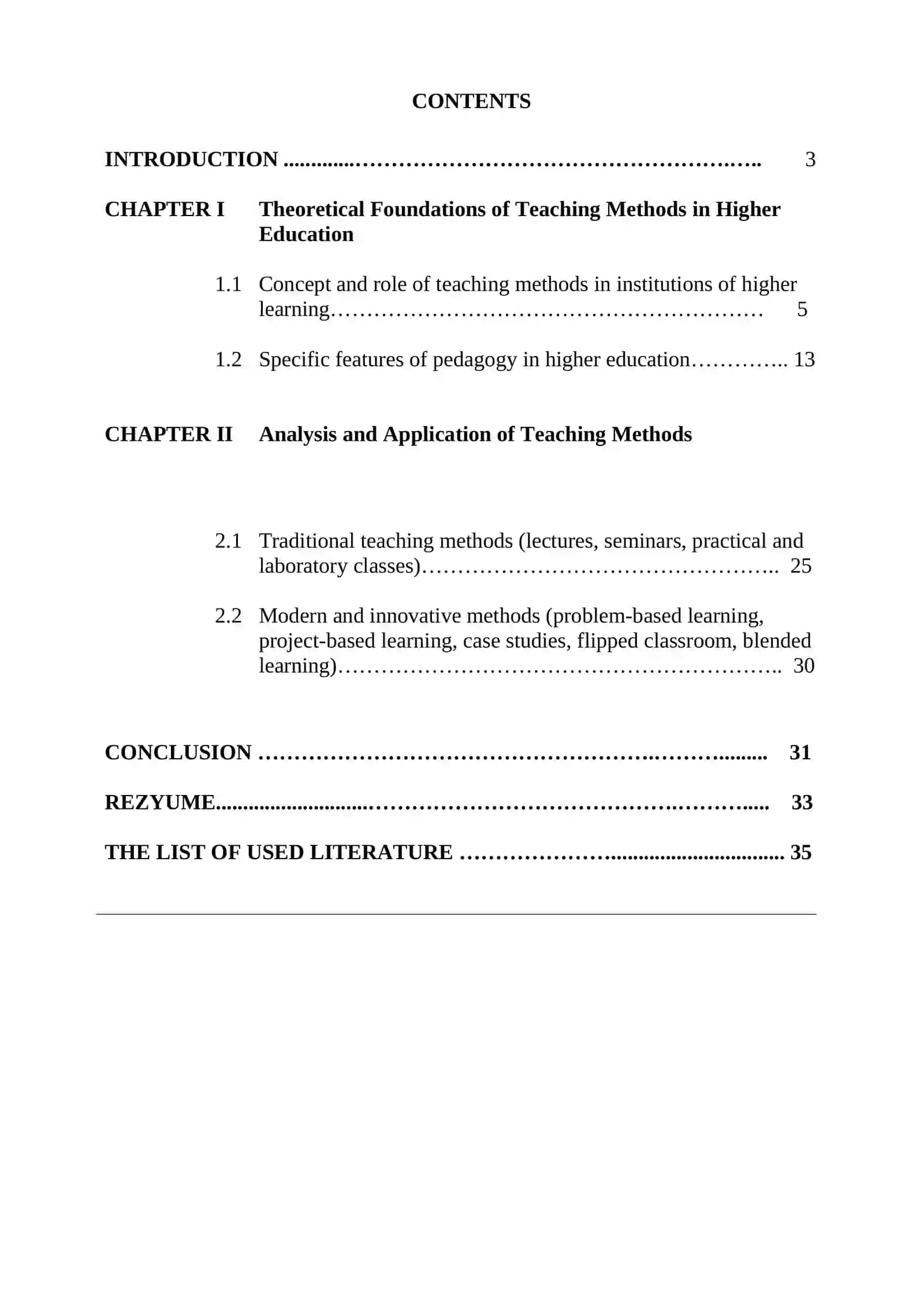 Methods of teaching in institutions of higher learning 3