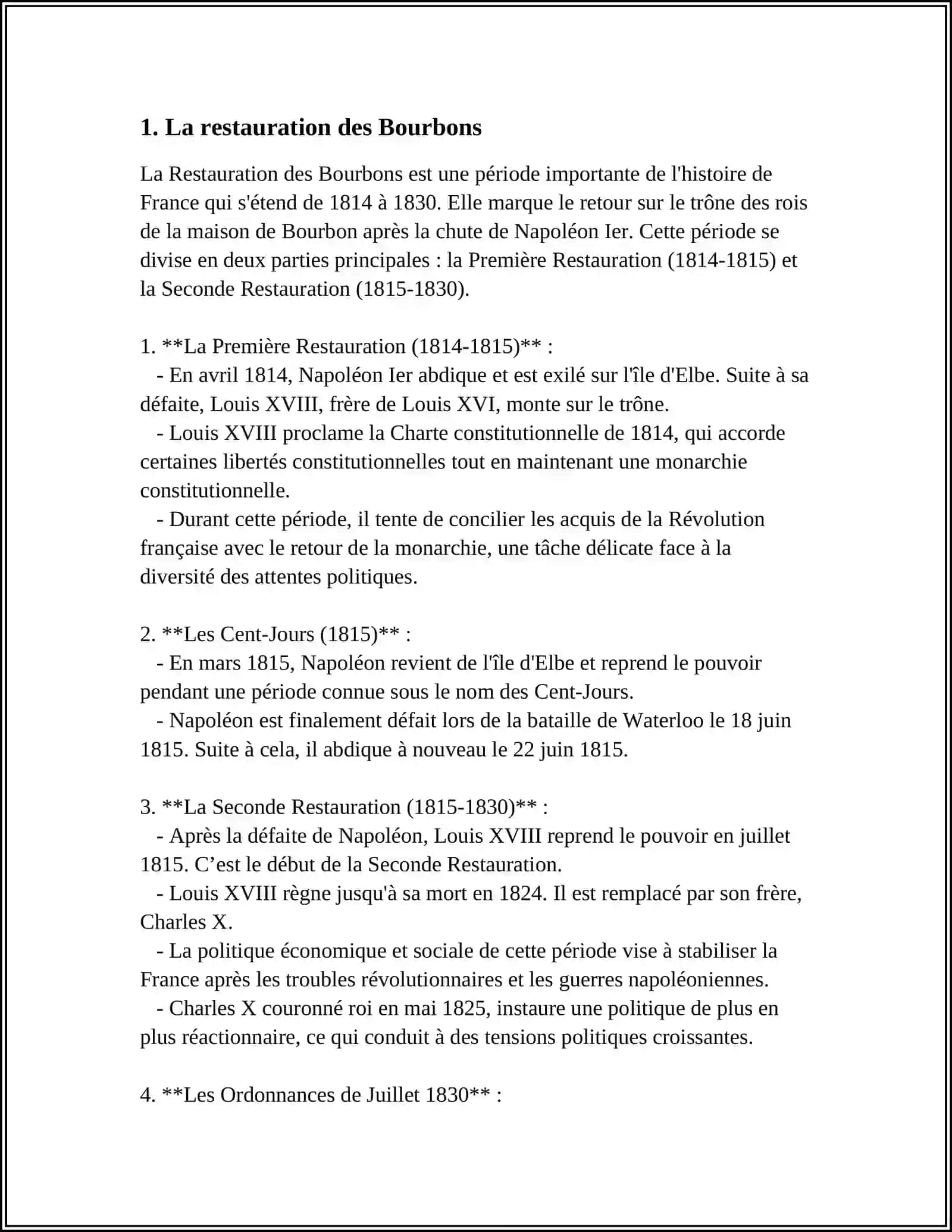 La restauration et la monarchie de Juillet. 14. La France et la V République 3