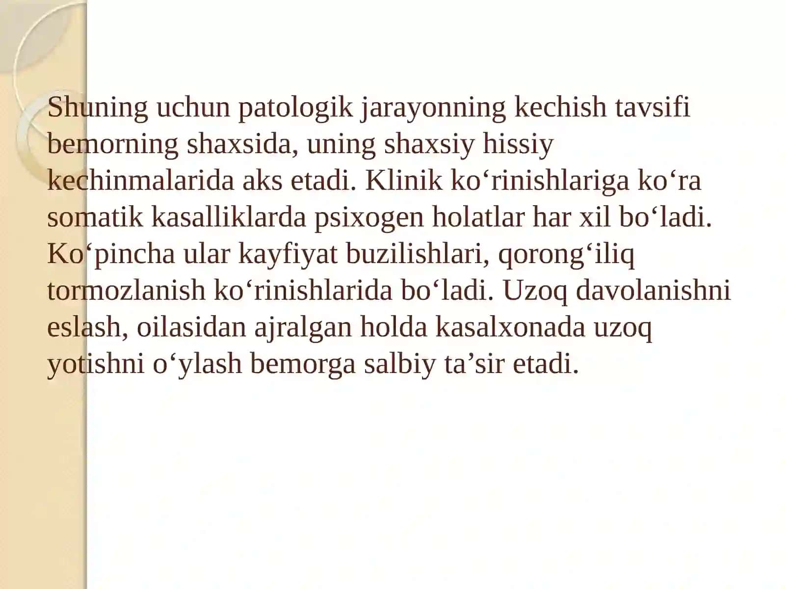 Ma'ruza: Psixosomatik tibbiyot asoslar va metodologiyasi 3