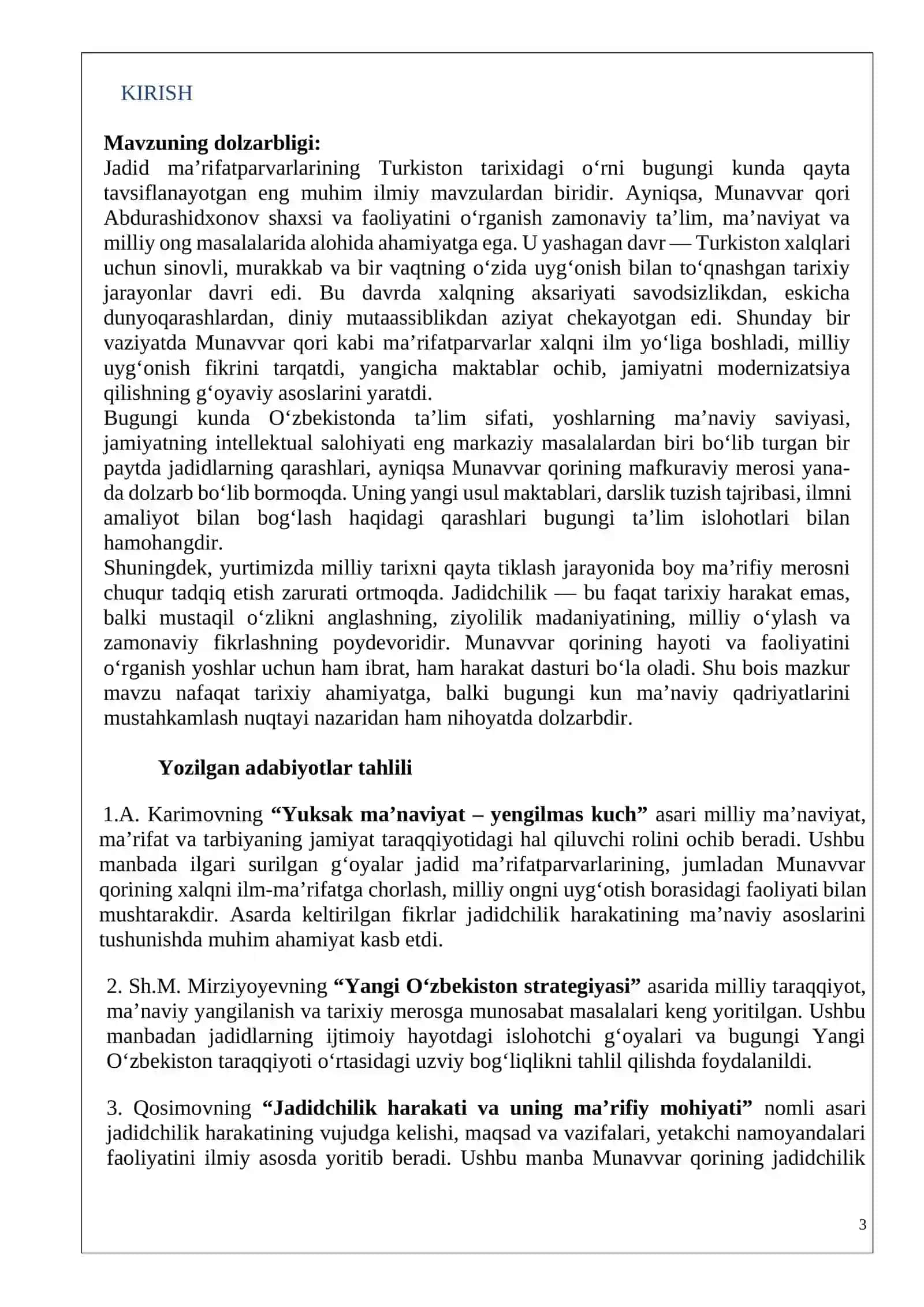 Jadid marifatparvarlarining o'lka ijtimoiy-ma'naviy hayotida tutgan o'rni - Munavvar qori 3