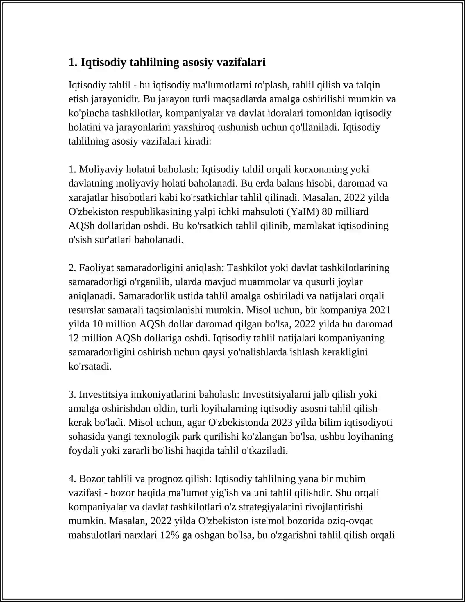 IQTISODIY TAHLILNING PREDMEDI VA VAZIFASI 3