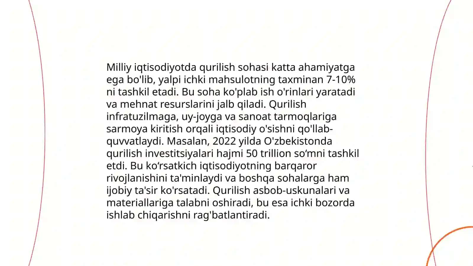 Milliy iqtisodiyotni tovar ishlab chiqarishga yoʻnaltirishda qurilishning tutgan oʻrni va axamiyati 3