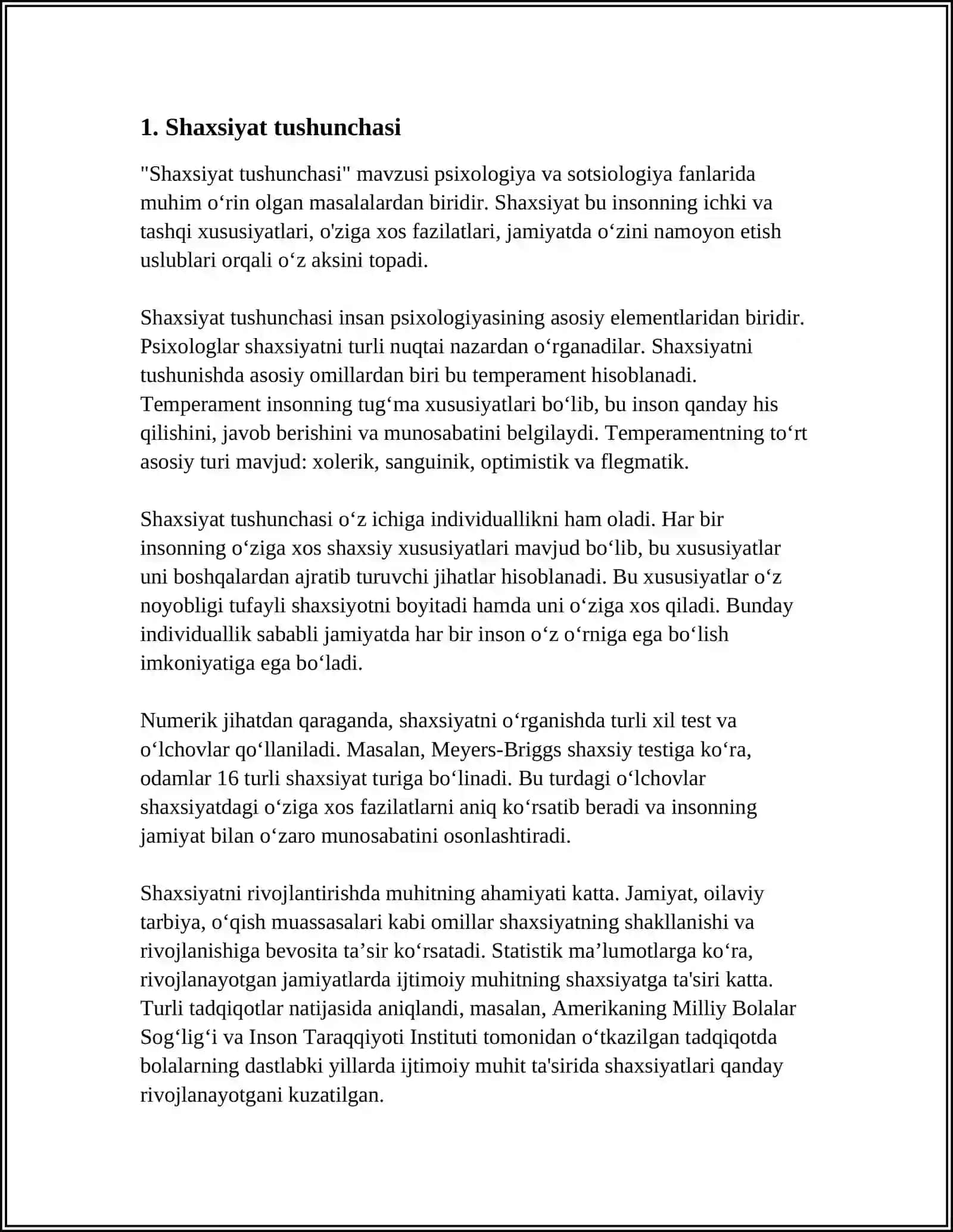 SHAXSIYAT TUSHUNCHASI 3