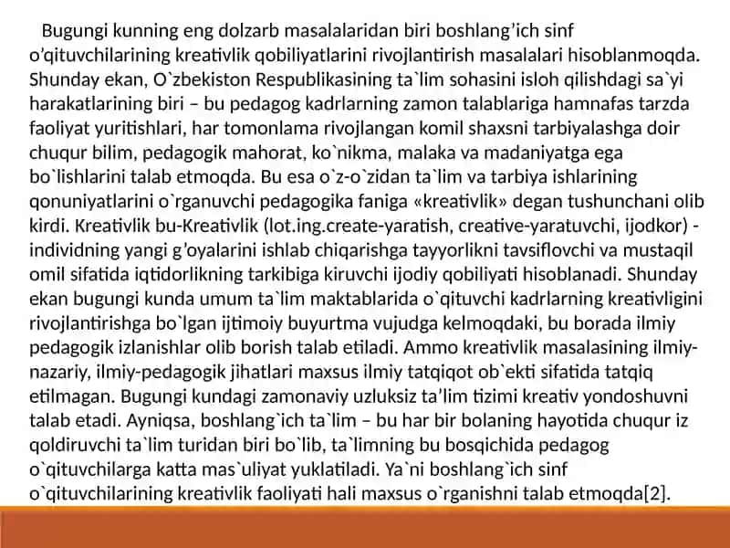 O’qituvchilarining kreativlik qobiliyatlarini rivojlantirish usullari 3