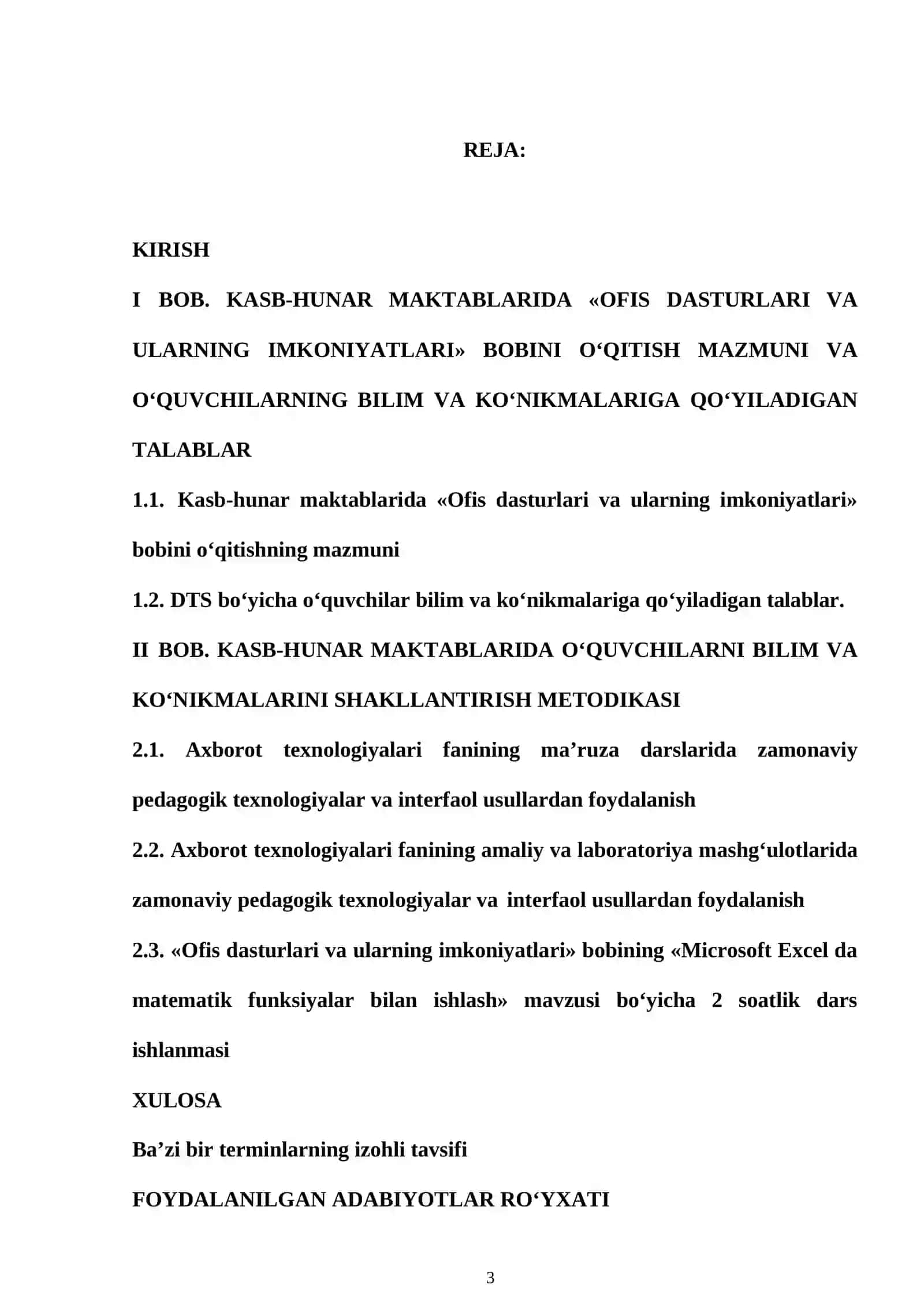 Kasb-hunar maktablarida “Ofis dasturlari va ularning imkoniyatlari” bobini o‘qitishda innovatsion usullardan foydalanishKasb-hunar maktablarida “Ofis dasturlari va ularning imkoniyatlari” bobini o‘qitishda innovatsion usullardan foydalanish 3