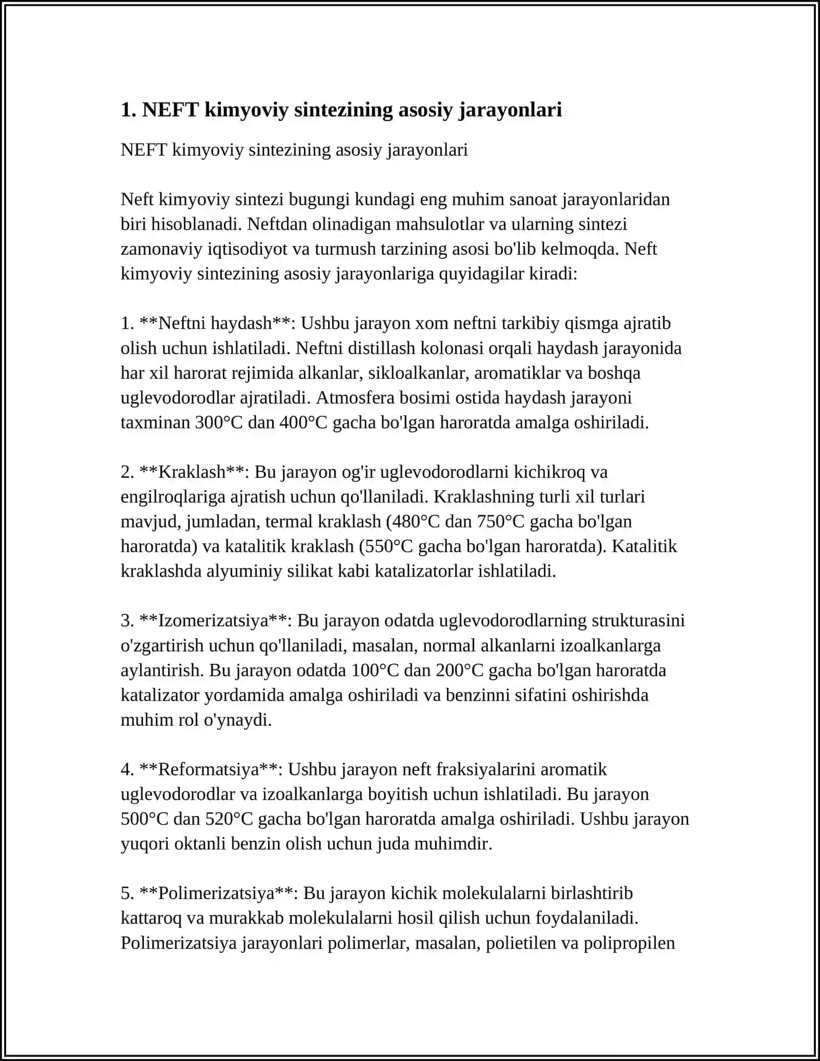 NEFT KIMYOVIY SINTEZINING TEXNOLOGIK VA EKOLOGIK MUAMMOLARI 3