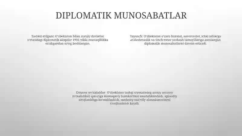 Oʻzbekiston Respublikasi Tashqi Siyosati 3