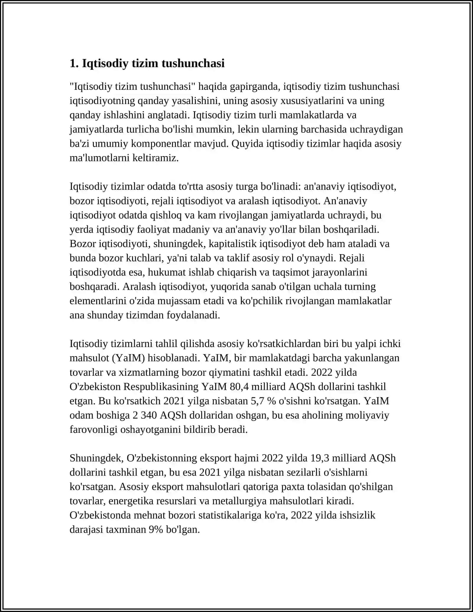 IQTISODIY TIZIMLAR VA ULARNING TURLI MODELLARI 3