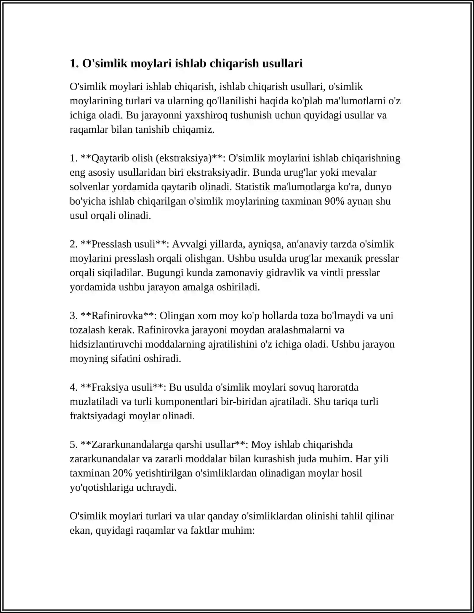 O'simlik moylari ishlab chiqarish texnologiyasi 3