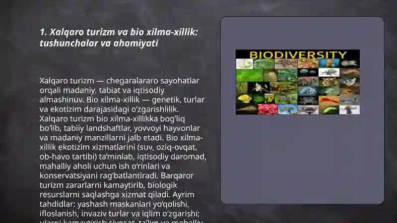 Xalqaro turizm va bio xilma-xillik: tushunchalar va ahamiyati 3