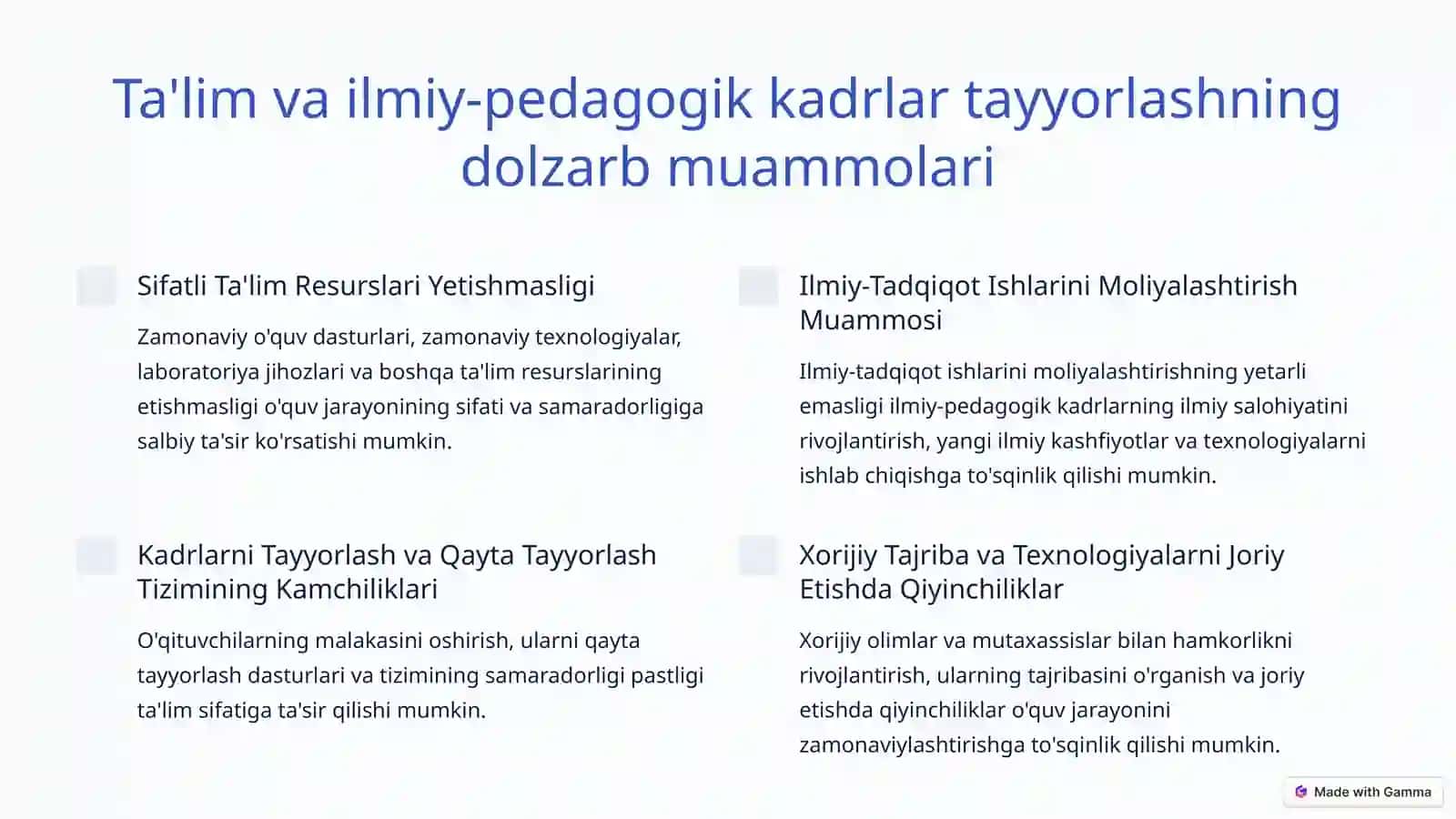 O'zbekiston oliy ta'limidan keyingi ta'lim va ilmiy-pedagogik kadrlartayyorlash 3