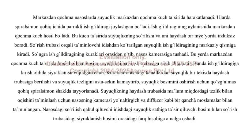 Markazdan qochma nasoslarning ishlash prinsipi va turlanishi 3