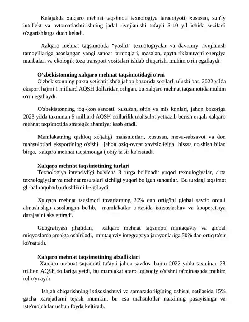 Xalqaro mehnat taqsimoti va uning zarurligi 3