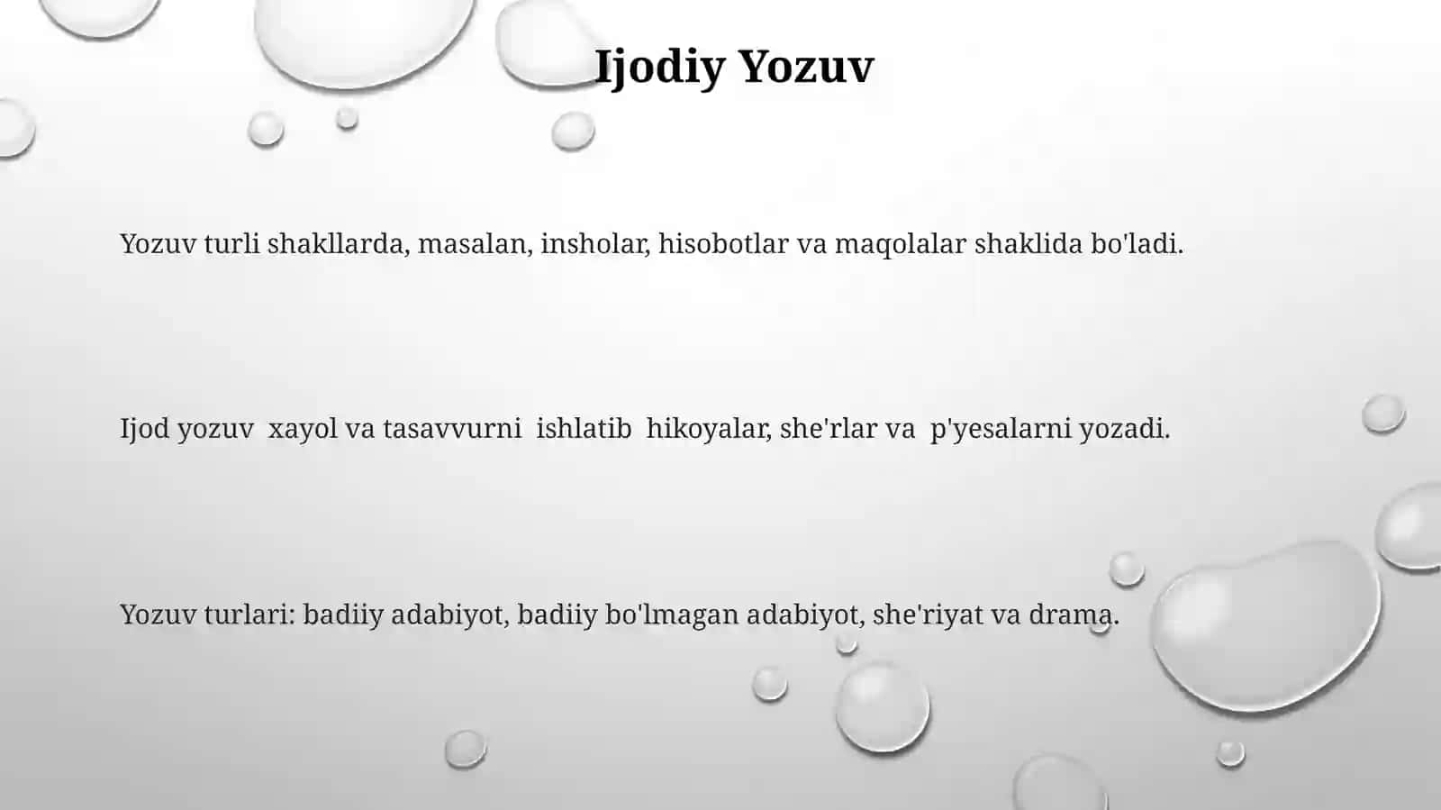 Yozuvvauning turlari 3