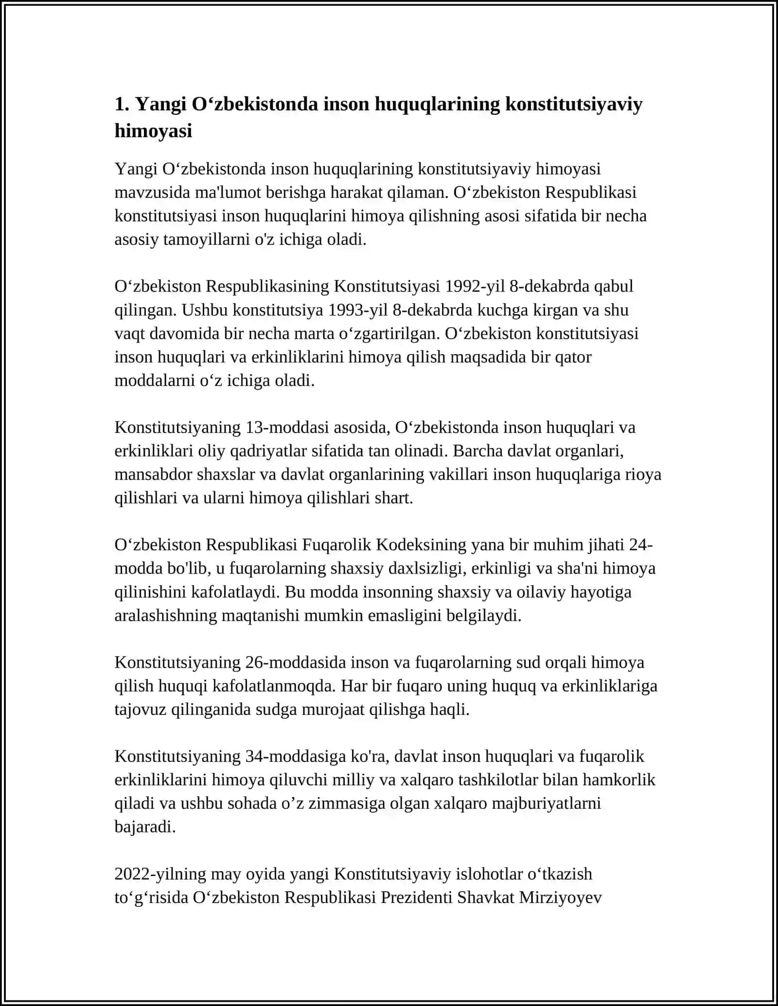 Yangi O‘zbekistonda inson huquqlarining konstitutsiyaviy himoyasi 3