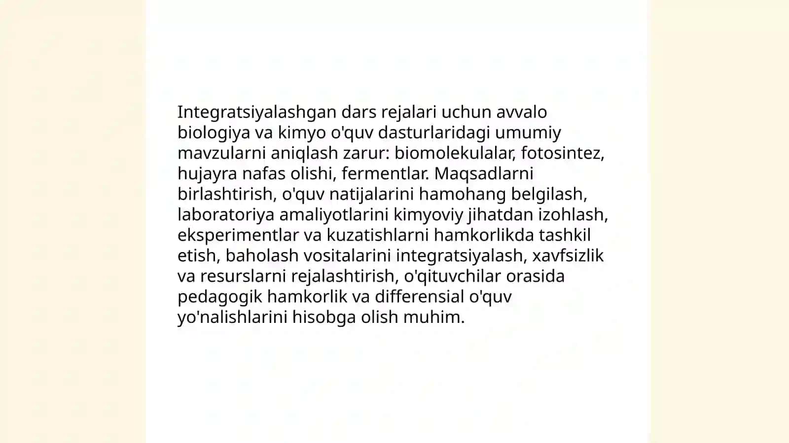 Biologiyani oqitishda Kimyo fani bilan fanlararo boglanishni amalga oshirish yollari 3