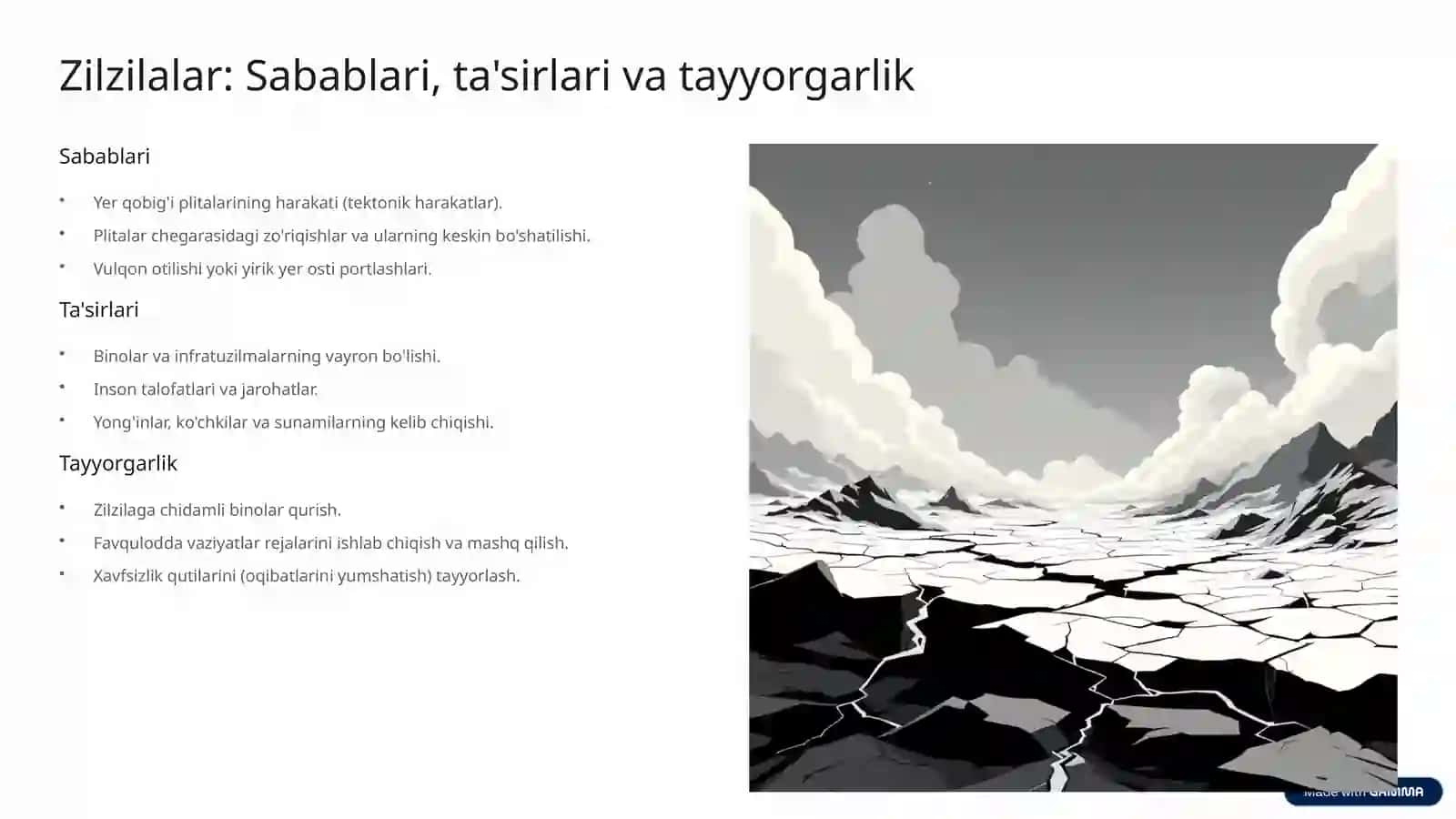 Tabiiy ofatlar: Oldini olish va oqibatlarini yumshatish 3